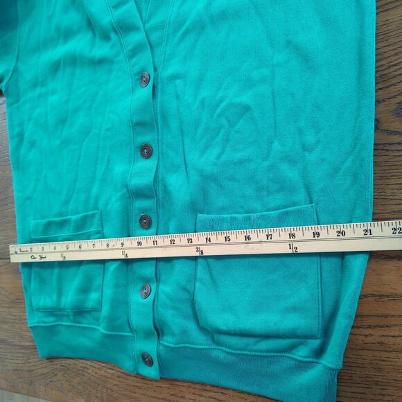 Vintage Elle Macpherson Teal Cardigan Sweater M With Button Front and Pockets - Picture 10 of 15